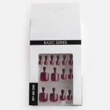 Unghii false square cu adeziv, Bordo, 24 buc, pentru pedichiură, CMCLASS