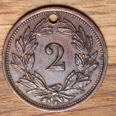 Elvetia - moneda de colectie raruta - 2 rappen 1919 B - bronz - a fost medalion