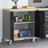 vidaXL Bancă de lucru cu roata cu blocare negru și gri 75 x 45 x 85 cm