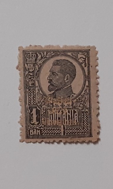 Romania - Emisiunea Ziaristi 1920 - 1 Ban Negru Supratipar Auriu HARTIE ...