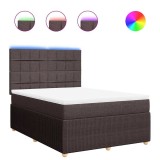 Cumpara ieftin Pat box spring cu saltea, maro inchis, 140x200 cm, textil