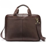 Geanta laptop 15,6&#039;, BUSY LDY&amp;GTM&reg; Flume, piele naturala, servieta unisex, multiple compartimente, maro