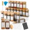 Set recipiente condimente 24 sticlute de 120 ml, perie, palnie, etichete si marker, capac etans din bambus, Transparent