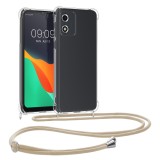 Husa Kwmobile pentru Motorola Moto E13, Transparent/Auriu, Silicon, KWM000019ZE002C, Textil, Carcasa