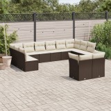 Gossi set canapele de gradina cu perne, 12 piese, maro, poliratan