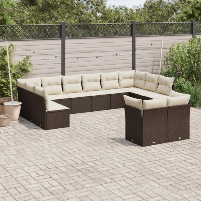 Gossi set canapele de gradina cu perne, 12 piese, maro, poliratan