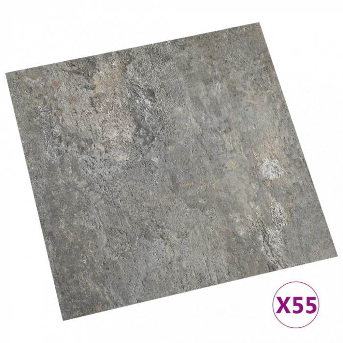 Placi de pardoseala autoadezive, 55 buc., gri, PVC, 5,11 m&sup2;