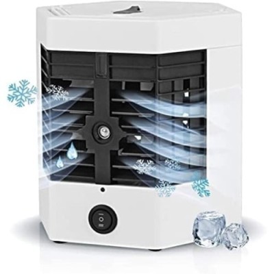 Mini aer conditionat portabil, cu maner de transport, alimenatre USB, cu 3 trepte de viteza, filtru detasabil, rezervor apa de 750 ml, alb/negru foto