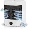 Mini aer conditionat portabil, cu maner de transport, alimenatre USB, cu 3 trepte de viteza, filtru detasabil, rezervor apa de 750 ml, alb/negru