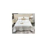 Cumpara ieftin Lenjerie de Pat din Matase cu Pilota, 4 Piese pentru Pat Dublu - Alb - SIPRG-01