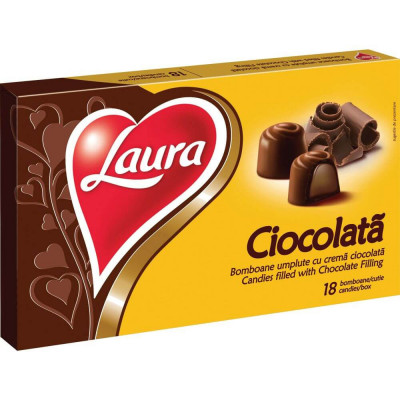 Bomboane cu Crema de Ciocolata Laura, 140 g, Bomboane de Ciocolata Laura, Bomboane de Ciocolata cu Crema de Ciocolata Laura, Praline cu Crema de Cioco foto