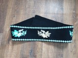 Brau costum popular femeiesc, fetru negru + broderie flori,