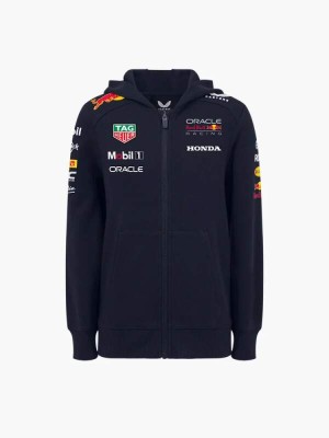 Red Bull Racing hanorac cu glugă pentru copii official Teamline Replica zip navy F1 Team 2025 - JS/8 foto