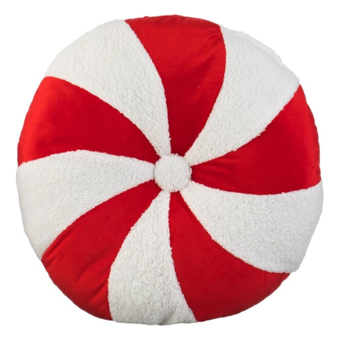 Perna Decorativă Crăciun, Model Candy, Dungi Roșii și Albe, Diametru 40 cm