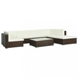 VidaXL Set mobilier de grădină cu perne, 8 piese, maro, poliratan
