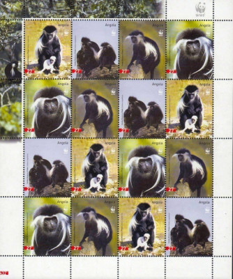 WWF ANGOLA 2004 Maimute ANGOLAN COLOBUS-Coala cu 4 serii de cate 4 timbre MNH foto