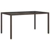 Cumpara ieftin Masa de gradina, maro, 150x90x75 cm sticla securizata&amp;poliratan
