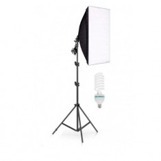 Lumina Softbox pentru Studio Foto + Suport Trepied Reglabil 80-200cm Andoer Bec 135W