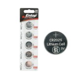 Baterie CR2025 3V Litiu Tip Pastila Set 5 Bucati Entop Alimentare Stabila Telecomenzi Ceasuri Electronice