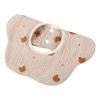 Baveta Tip Floare, din Bumbac, pentru Copii 0-12 Luni, Rezistenta la apa, cu Capse, Model cu Ursuleti, 26 x 29 cm, Crem