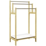 HOMCOM Suport de prosoape din bambus cu 3 bare, raft de depozitare, 4 c&acirc;rlige și platou detașabil, 50,5Lx31Px90H cm natural | Aosom Romania