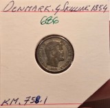 686 Denmark, Danemarca , 4 Skilling Rigsm&oslash;nt - Frederik VII 1854, KM#758 Billon (.250 silver)