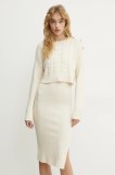 Morgan rochie si pulover RMNATE culoarea bej, mini, mulată, RMNATE