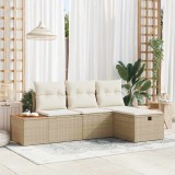 vidaXL Set de canapele pentru grădină cu pernă 4 pcs Bej Rattan poli 3359618
