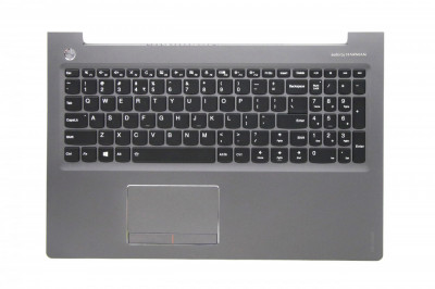 Carcasa superioara cu tastatura palmrest Laptop, Lenovo, Ideapad 510-15IKB Type 80SV, iluminata, argintie, layout US foto