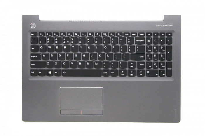 Carcasa superioara cu tastatura palmrest Laptop, Lenovo, Ideapad 510-15IKB Type 80SV, iluminata, argintie, layout US