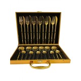 Set tac&acirc;muri inox auriu Mirror Gold, 24 piese, pentru 6 persoane, finisaj lucios
