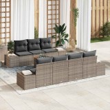 VidaXL Set canapele grădină 8 pcs Gri 55 x 55 x 37 cm Ratan, Poliester