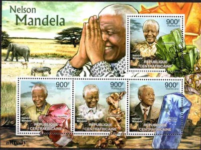 Centrafricana 2012, Minerale, Nelson Mandela, serie neuzata, MNH foto