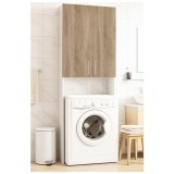 Dulap baie tip coloana pentru masina de spalat, inalt, Pal Melaminat, 2 usi, 3 rafturi, 64x30x195 cm, alb sonoma