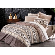 Lenjerie de pat pentru o persoana cu husa de perna dreptunghiulara, Troia, bumbac ranforce, gramaj tesatura 120 g/mp, multicolor