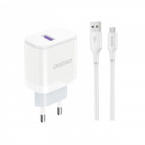 Dudao A20EU USB-A 18W &icirc;ncărcător de rețea - alb + cablu USB-A - micro USB