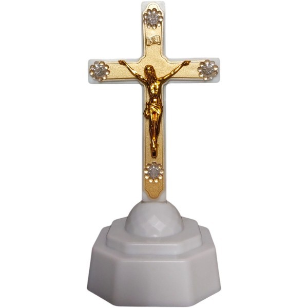 Candela decorativa tip cruce Alb Auriu 4 becuri tip LED CNN48600