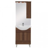 Set mobilier baie Leziter Bianca Plus 65 cu oglinda, iluminare, nuc, impermeabil