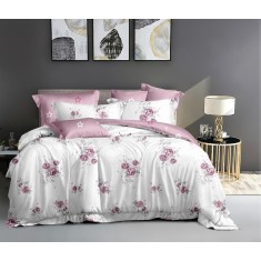Lenjerie de pat pentru o persoana cu husa de perna patrata, Nives, bumbac mercerizat, multicolor