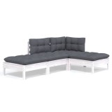 Set mobilier gradina cu perne, 4 piese, lemn masiv de pin