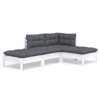 Set mobilier gradina cu perne, 4 piese, lemn masiv de pin foto