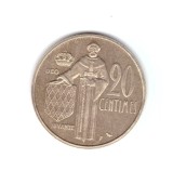 Moneda Monaco 20 centimes 1962, stare foarte buna, curata