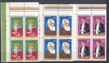 ROMANIA 1982 LP 1049 ANIVERSARI - COMEMORARI SERIA IN BLOCURI DE 4 TIMBRE MNH, Nestampilat