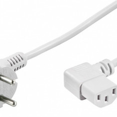Cablu alimentare PC IEC C13 unghi 90 grade 2m Alb, Goobay 95424