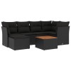 Set canapele de gradina cu perne, 7 piese, negru, poliratan