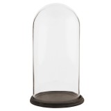 Platou decorativ lemn cupola sticla 23x39 cm