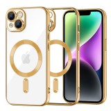 Husa premium iPhone 14 Techsuit Luxury Crystal MagSafe, auriu