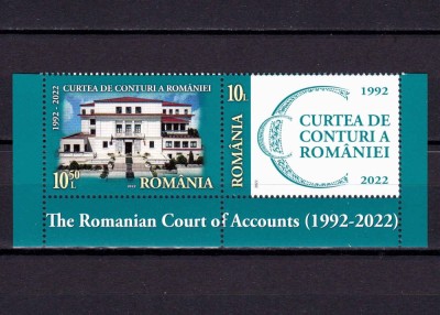 ✅RO 2022 ,LP 2385 a ,&amp;quot; Curtea de Conturi a Romaniei - 30 de ani &amp;quot;, serie cu punte T 2 ,MNH foto