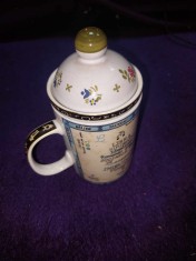 Cana cu sita pt.ceai portelan,China veche,Zodia BALANTA,semn astrologic LIBRA,Cana vintage pentru ceai in starea care se vede-se pare ca nefolosita