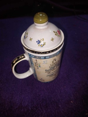 Cana cu sita pt.ceai portelan,China veche,Zodia BALANTA,semn astrologic LIBRA,Cana vintage pentru ceai in starea care se vede-se pare ca nefolosita foto